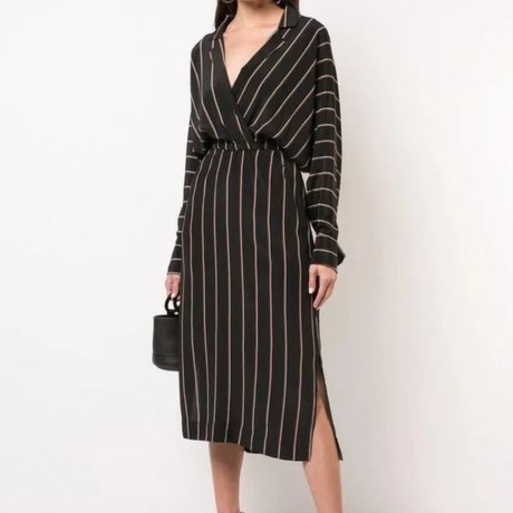 A.L.C. Nico Stripe Silk Shirtdress Navy Sz 2